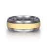 Mens Alternative 8mm Beveled Tantalum and 14K Yellow Gold Band