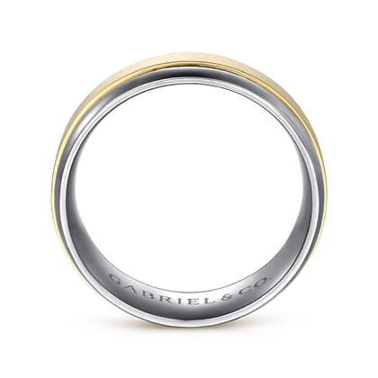 Mens Alternative 8mm Beveled Tantalum and 14K Yellow Gold Band