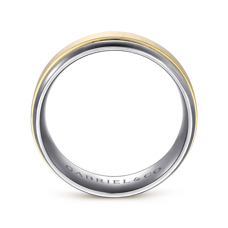 Mens Alternative 8mm Beveled Tantalum and 14K Yellow Gold Band - Shot 2