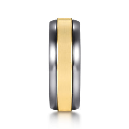 Mens Alternative 8mm Beveled Tantalum and 14K Yellow Gold Band
