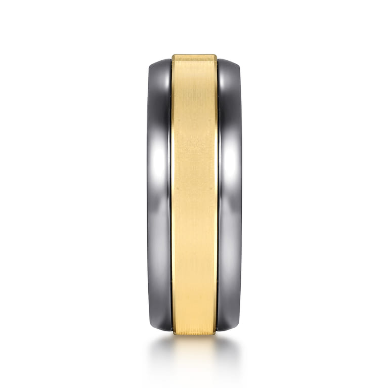 Mens Alternative 8mm Beveled Tantalum and 14K Yellow Gold Band - Shot 4