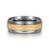 Mens Alternative 8mm Beveled Tantalum and 14K Yellow Gold Band