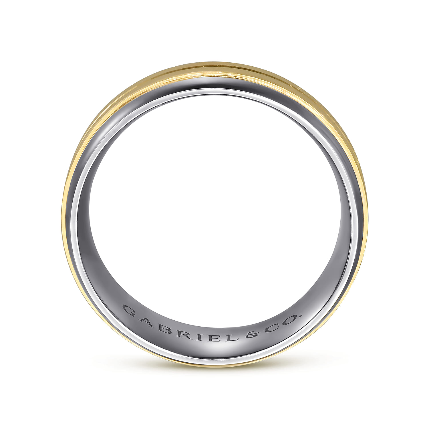 Mens Alternative 8mm Beveled Tantalum and 14K Yellow Gold Band