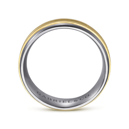 Mens Alternative 8mm Beveled Tantalum and 14K Yellow Gold Band
