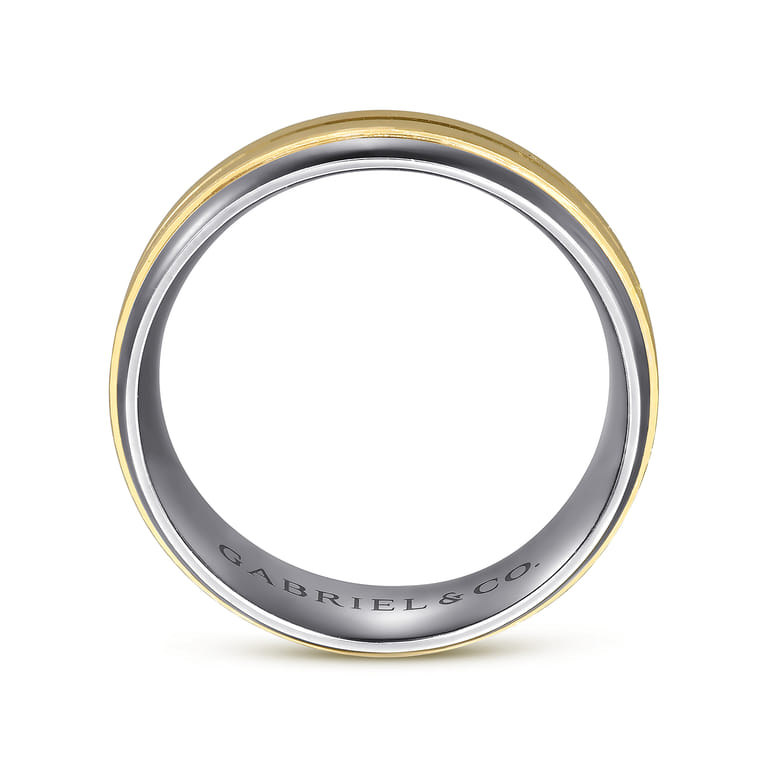 Mens Alternative 8mm Beveled Tantalum and 14K Yellow Gold Band - Shot 2
