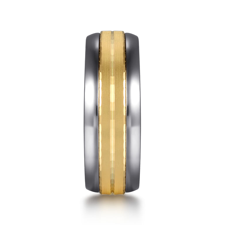 Mens Alternative 8mm Beveled Tantalum and 14K Yellow Gold Band - Shot 4