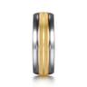 Mens Alternative 8mm Beveled Tantalum and 14K Yellow Gold Band