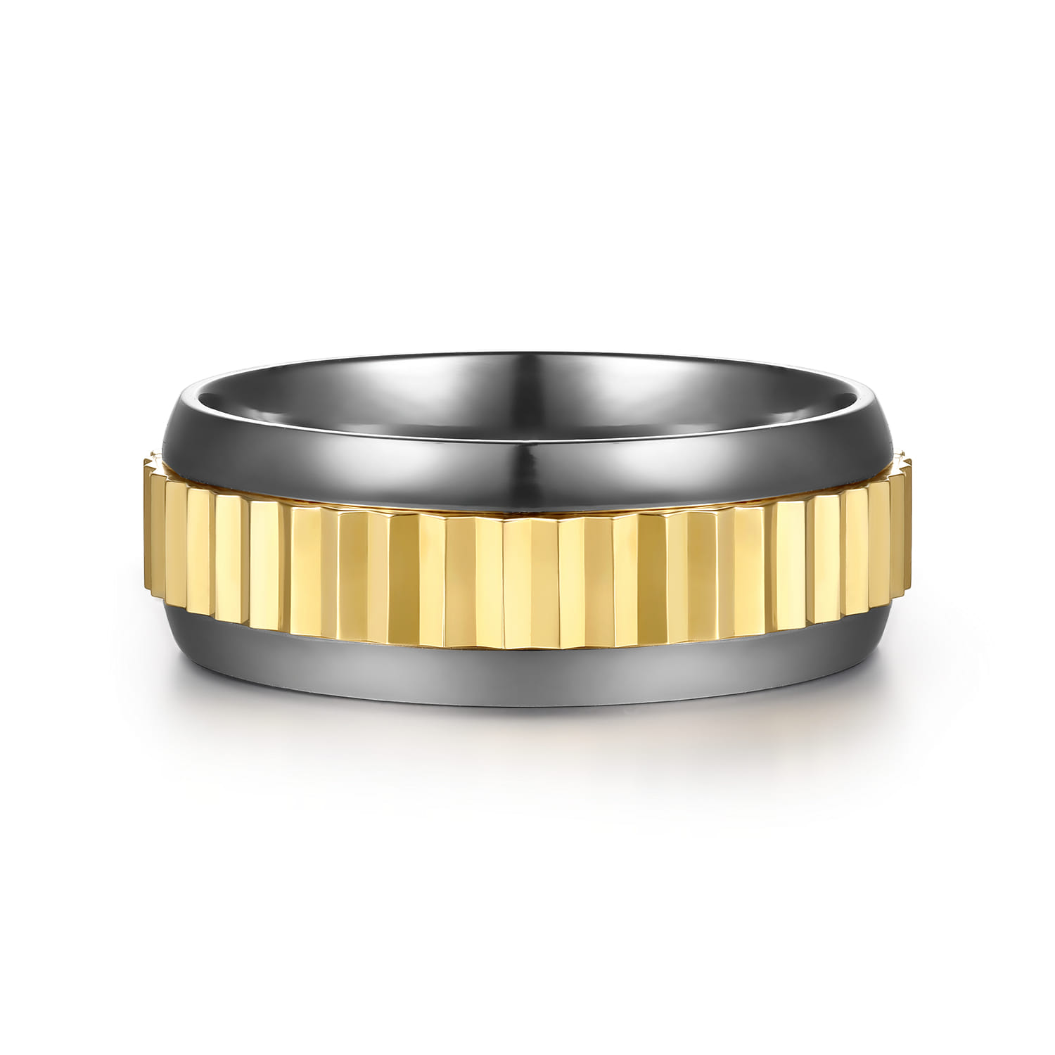 Mens Alternative 8mm Beveled Tantalum and 14K Yellow Gold Band - Shot 1
