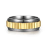 Mens Alternative 8mm Beveled Tantalum and 14K Yellow Gold Band