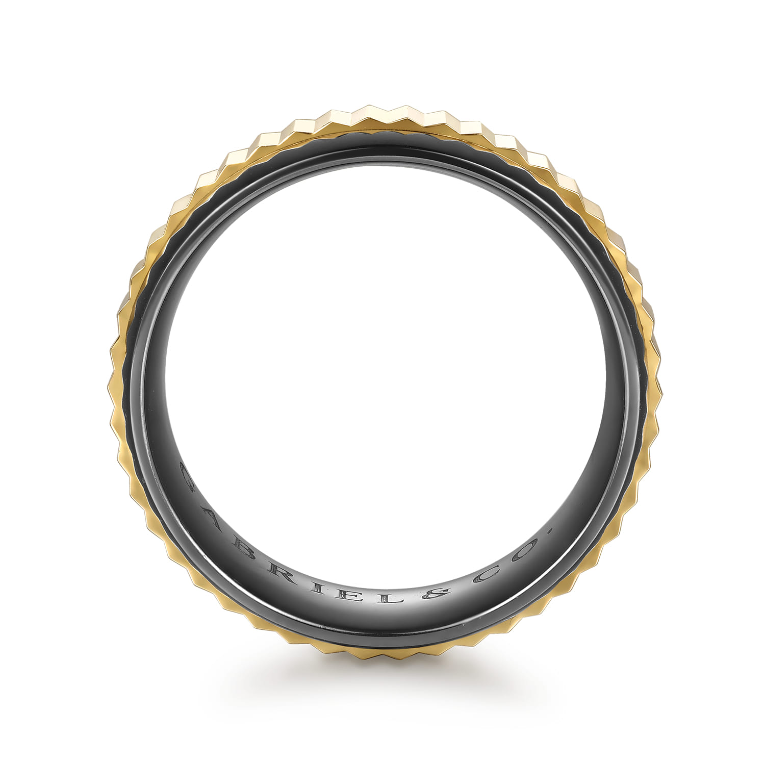 Mens Alternative 8mm Beveled Tantalum and 14K Yellow Gold Band - Shot 2