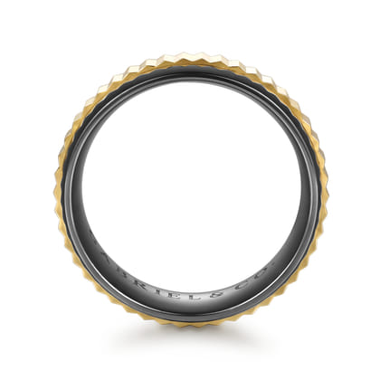 Mens Alternative 8mm Beveled Tantalum and 14K Yellow Gold Band