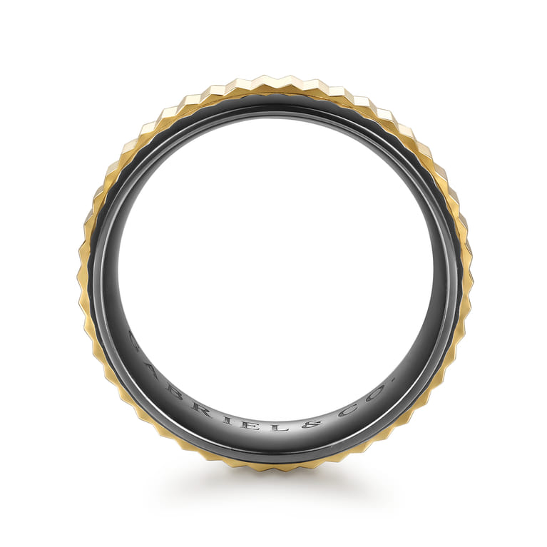 Mens Alternative 8mm Beveled Tantalum and 14K Yellow Gold Band - Shot 2
