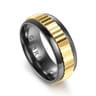 Mens Alternative 8mm Beveled Tantalum and 14K Yellow Gold Band