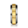 Mens Alternative 8mm Beveled Tantalum and 14K Yellow Gold Band