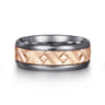 Mens Alternative 8mm Round Tantalum and 14K Rose Gold Band