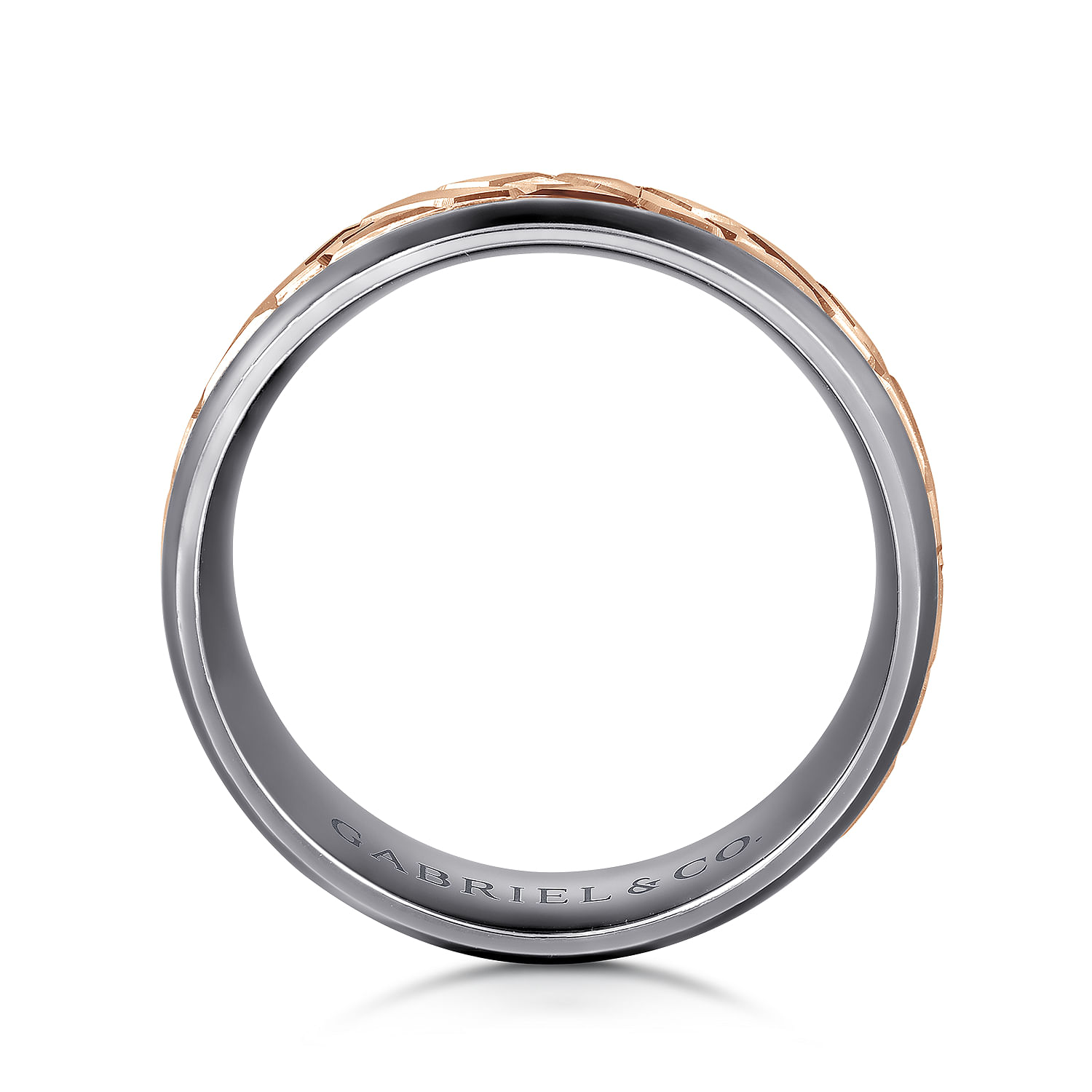 Mens Alternative 8mm Round Tantalum and 14K Rose Gold Band