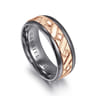 Mens Alternative 8mm Round Tantalum and 14K Rose Gold Band