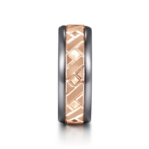 Mens Alternative 8mm Round Tantalum and 14K Rose Gold Band