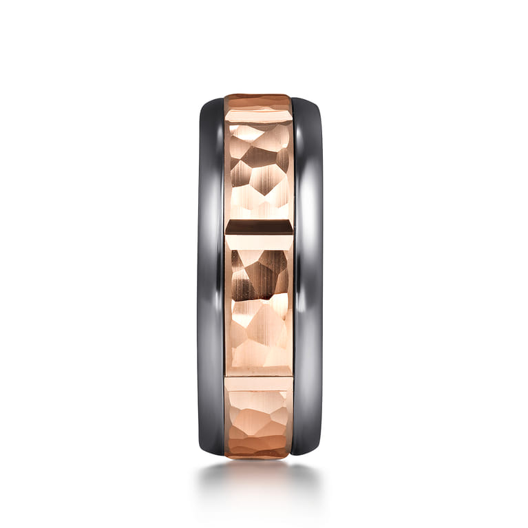 Mens Alternative 8mm Round Tantalum and 14K Rose Gold Band - Shot 4