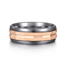Mens Alternative 8mm Round Tantalum and 14K Rose Gold Band