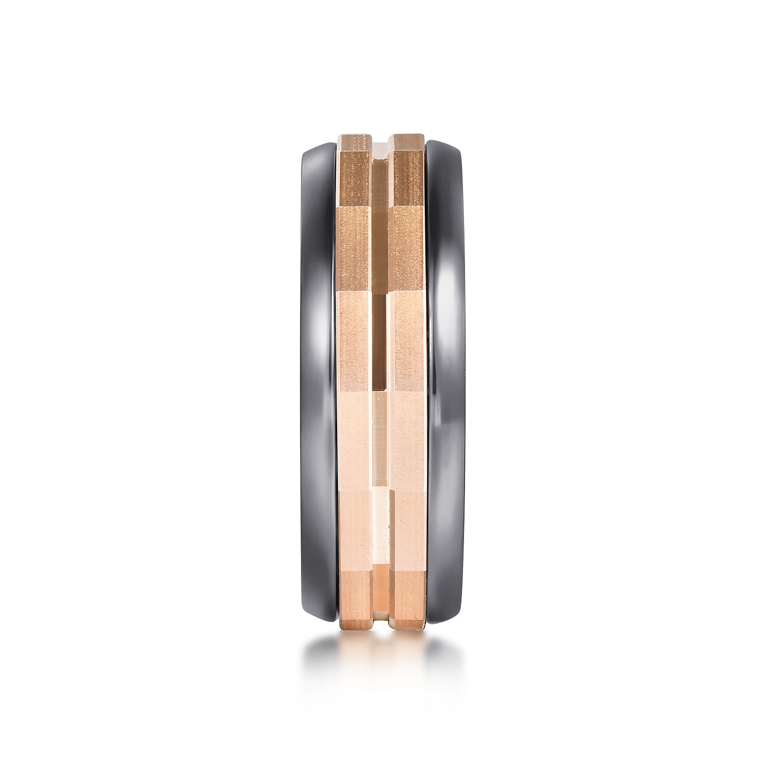 Mens Alternative 8mm Round Tantalum and 14K Rose Gold Band