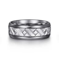 Mens Alternative 8mm Round Tantalum and 14K White Gold Band