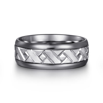 Mens Alternative 8mm Round Tantalum and 14K White Gold Band