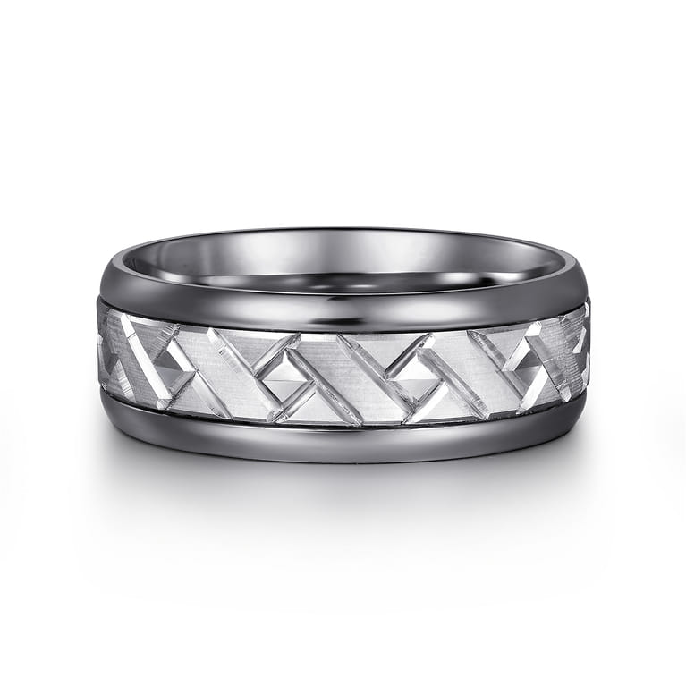 Mens Alternative 8mm Round Tantalum and 14K White Gold Band - Shot 1
