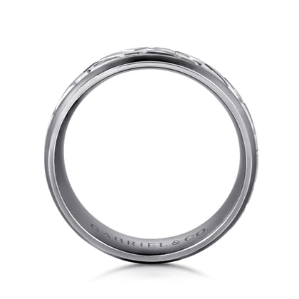 Mens Alternative 8mm Round Tantalum and 14K White Gold Band