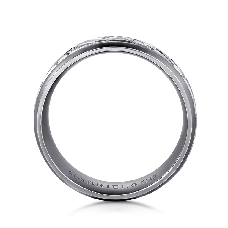 Mens Alternative 8mm Round Tantalum and 14K White Gold Band - Shot 2