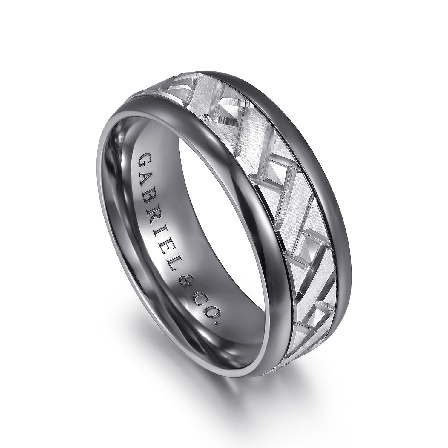 Mens Alternative 8mm Round Tantalum and 14K White Gold Band - Shot 3