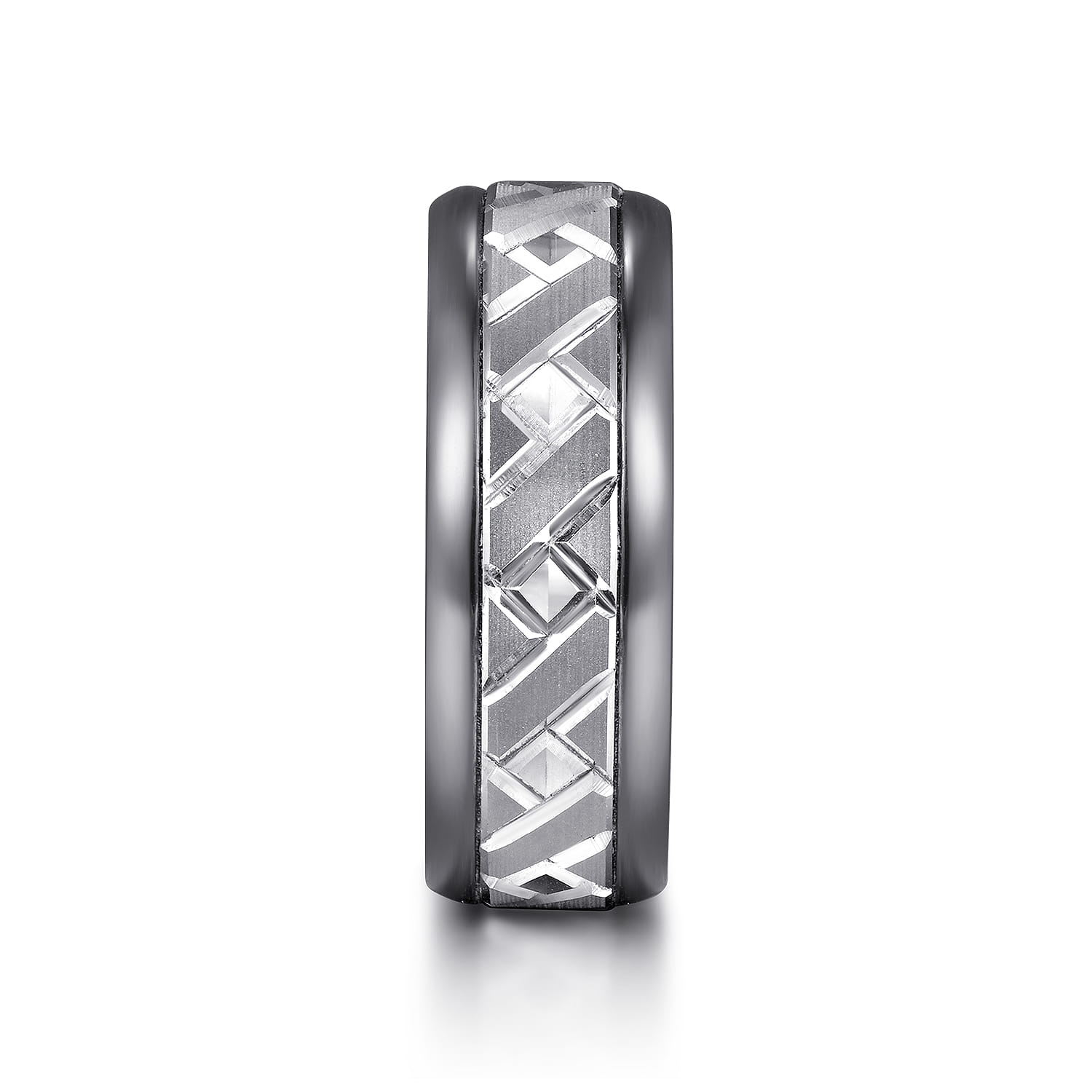 Mens Alternative 8mm Round Tantalum and 14K White Gold Band - Shot 4