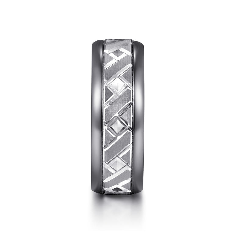 Mens Alternative 8mm Round Tantalum and 14K White Gold Band - Shot 4