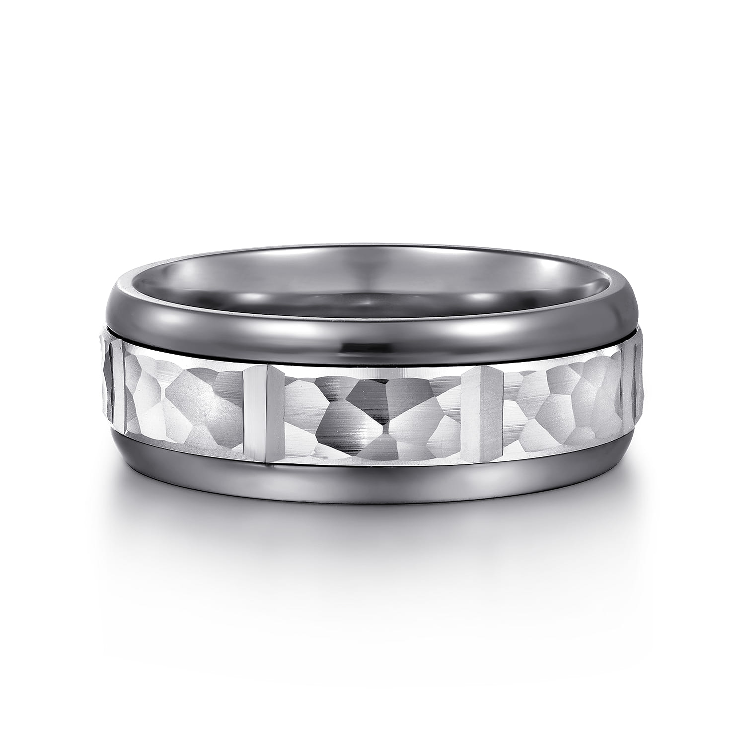 Mens Alternative 8mm Round Tantalum and 14K White Gold Band - Shot 1