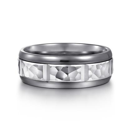 Mens Alternative 8mm Round Tantalum and 14K White Gold Band