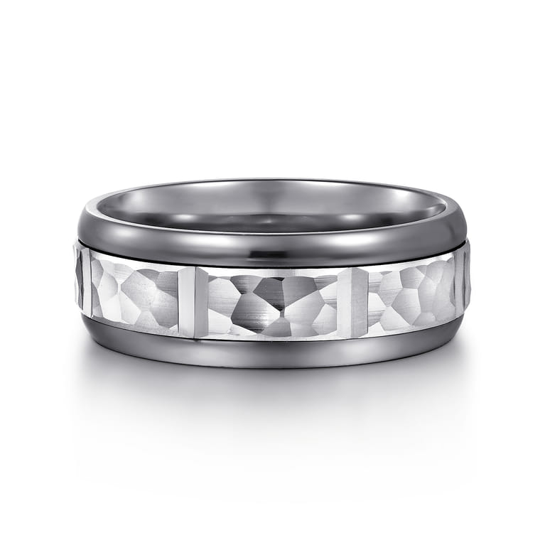 Mens Alternative 8mm Round Tantalum and 14K White Gold Band - Shot 1