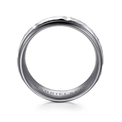 Mens Alternative 8mm Round Tantalum and 14K White Gold Band