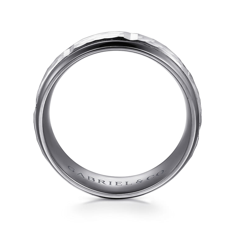Mens Alternative 8mm Round Tantalum and 14K White Gold Band - Shot 2