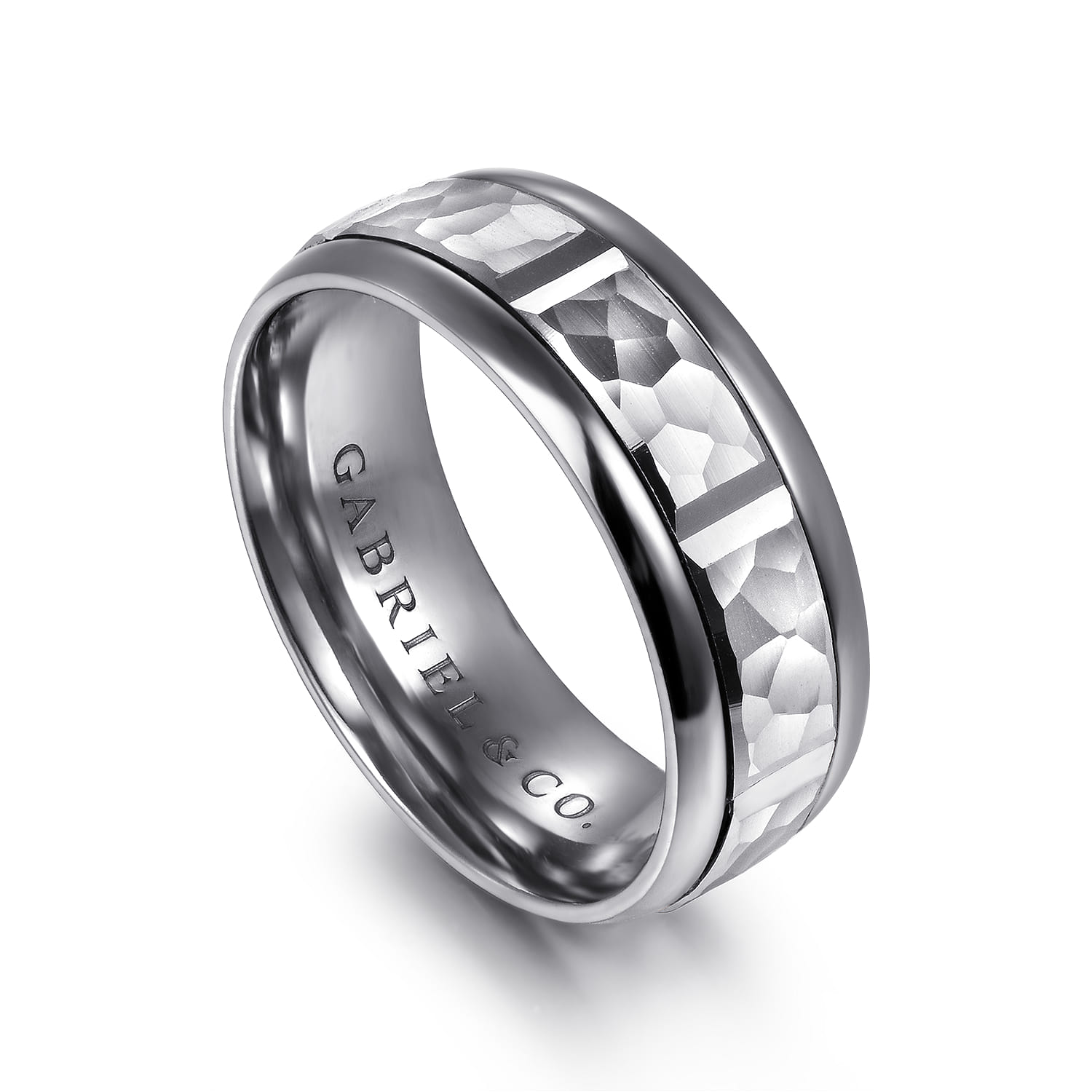 Mens Alternative 8mm Round Tantalum and 14K White Gold Band - Shot 3