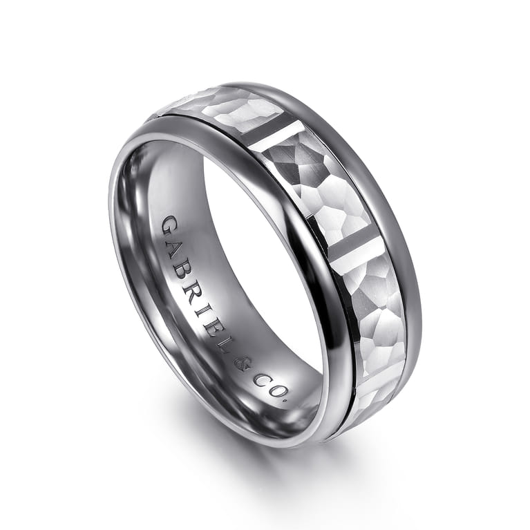 Mens Alternative 8mm Round Tantalum and 14K White Gold Band - Shot 3