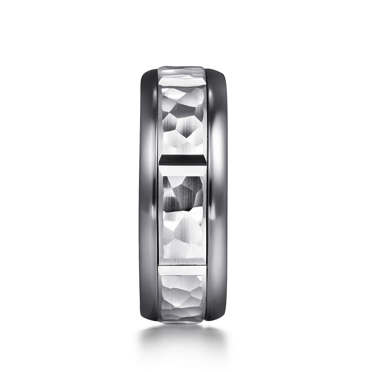 Mens Alternative 8mm Round Tantalum and 14K White Gold Band - Shot 4
