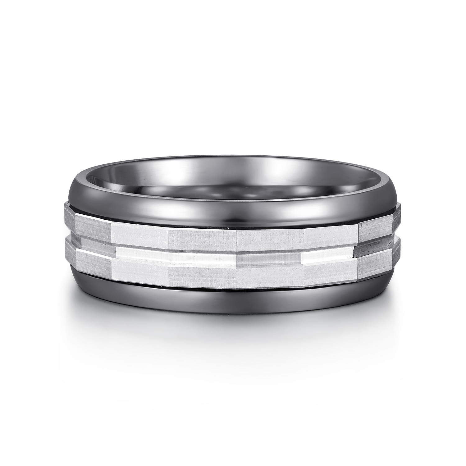 Mens Alternative 8mm Round Tantalum and 14K White Gold Band - Shot 1