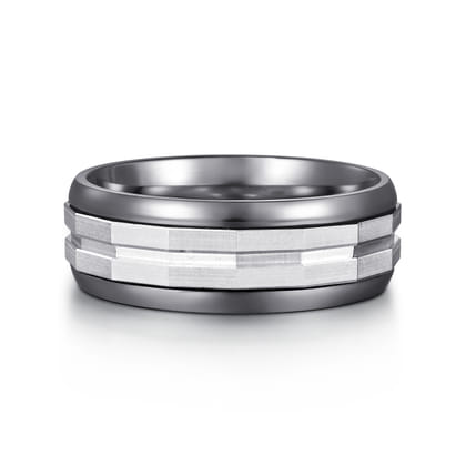 Mens Alternative 8mm Round Tantalum and 14K White Gold Band