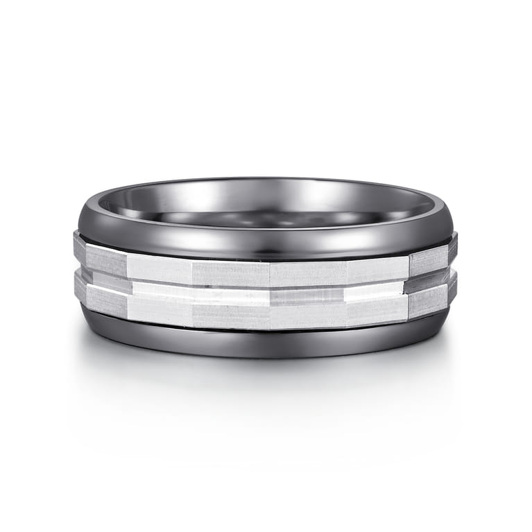 Mens Alternative 8mm Round Tantalum and 14K White Gold Band - Shot 1