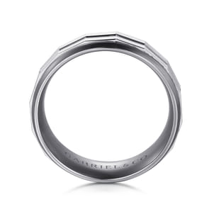 Mens Alternative 8mm Round Tantalum and 14K White Gold Band