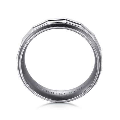 Mens Alternative 8mm Round Tantalum and 14K White Gold Band