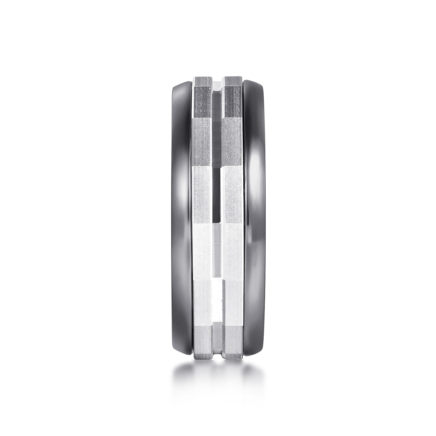 Mens Alternative 8mm Round Tantalum and 14K White Gold Band - Shot 4