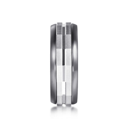 Mens Alternative 8mm Round Tantalum and 14K White Gold Band