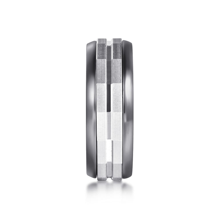 Mens Alternative 8mm Round Tantalum and 14K White Gold Band - Shot 4