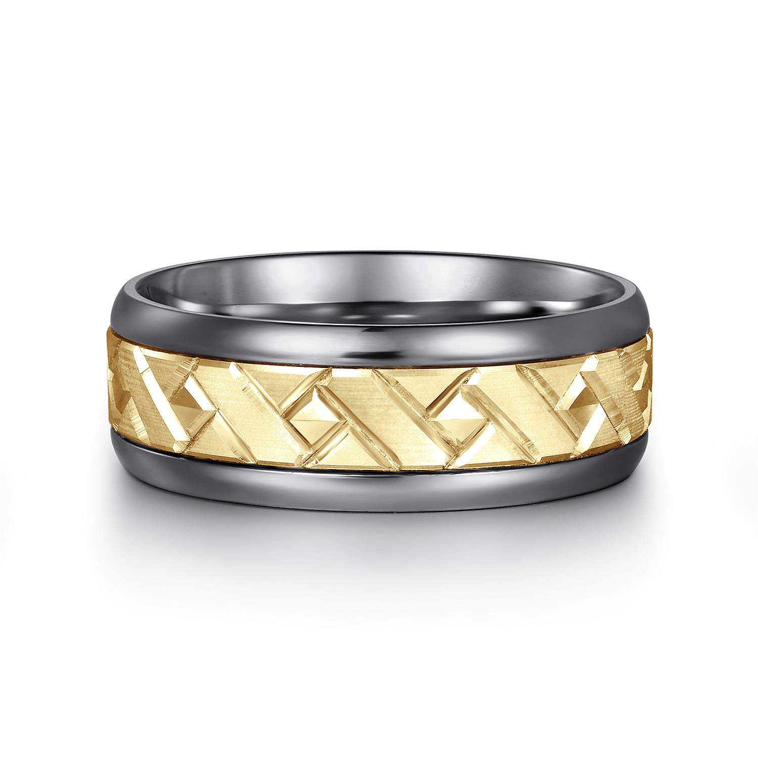 Mens Alternative 8mm Round Tantalum and 14K Yellow Gold Band - Shot 1